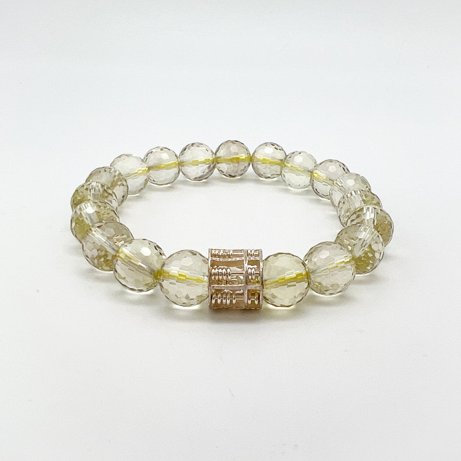 10MM FACETTED LEMON CITRINE WITH 925 ABACUS CHARM BRACELET