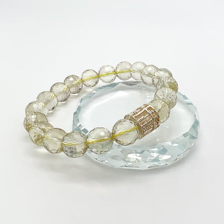 10MM FACETTED LEMON CITRINE WITH 925 ABACUS CHARM BRACELET
