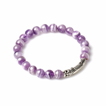 8MM CHEVRON AMETHYST, 925 DRAGON CARP BRACELET 