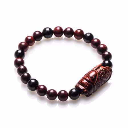 TEKTITE, WOODEN BEADS AND WOODEN CICADA BRACELET