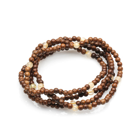 WOODEN BEAD, CITRINE MULTI-STRAND BRACELET/ NECKLACE