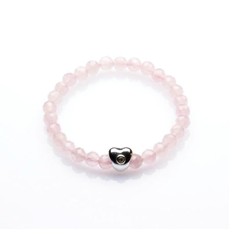 ROSE QUARTZ WITH HEART BRACELET FOR WOMEN