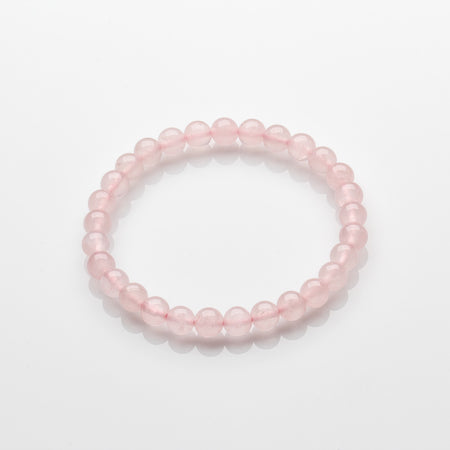 6MM ROSE QUARTZ PLAIN ROUND BEADS CRYSTAL BRACELET