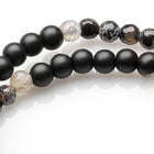 AGATE BEADS, 925 SILVER LONGEVITY SYMBOL BRACELET