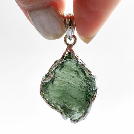 37MM x 21MM MOLDAVITE PENDANT WITH 925 SILVER