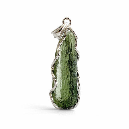 47MM x 14MM MOLDAVITE PENDANT WITH 925 SILVER