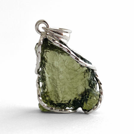 34MM x 21MM MOLDAVITE PENDANT WITH 925 SILVER