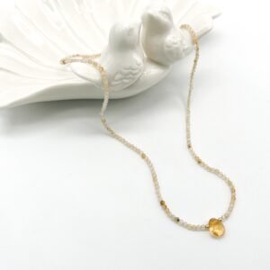2MM F CITRINE WITH TEARDROP PENDANT NECKLACE