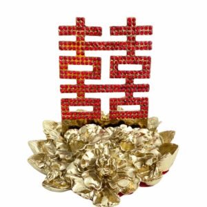 RED DOUBLE HAPPINESS ON GOLDEN FLOWER