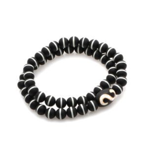Matt White And Black Medicine Dzi With Money Hook