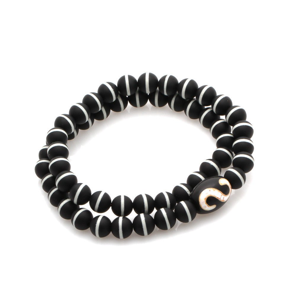 Matt White And Black Medicine Dzi With Money Hook