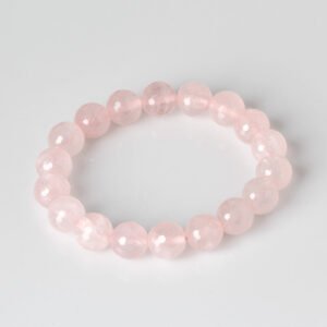 12MM FACETED ROSE QUARTZ CRYSTAL BEADS BRACELET