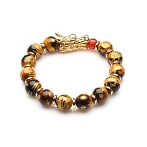 TIGER'S EYE DRAGON BRACELET FOR POWER, FOR MEN