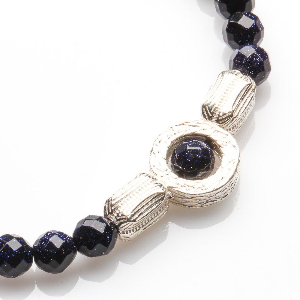 6MM FACETED BLUE SANDSTONE WITH 925 SILVER BRACELET - Image 3