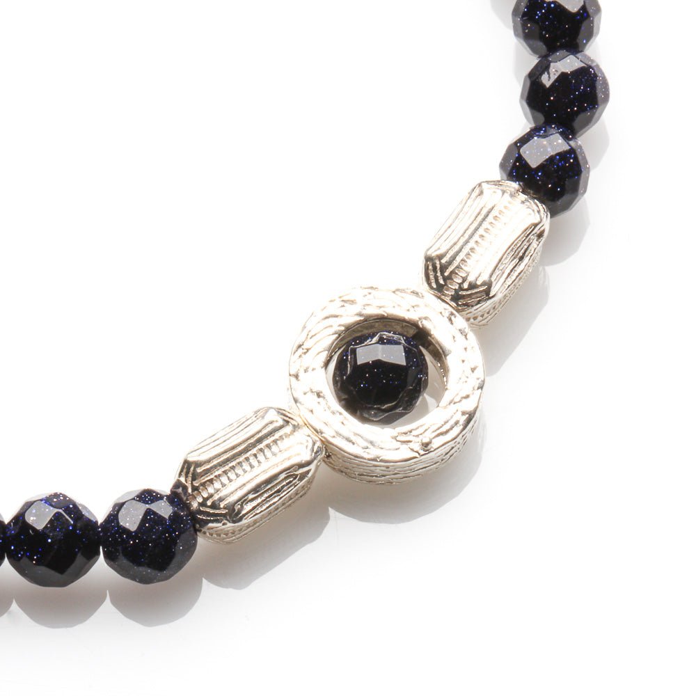 6MM FACETED BLUE SANDSTONE WITH 925 SILVER BRACELET - Image 4