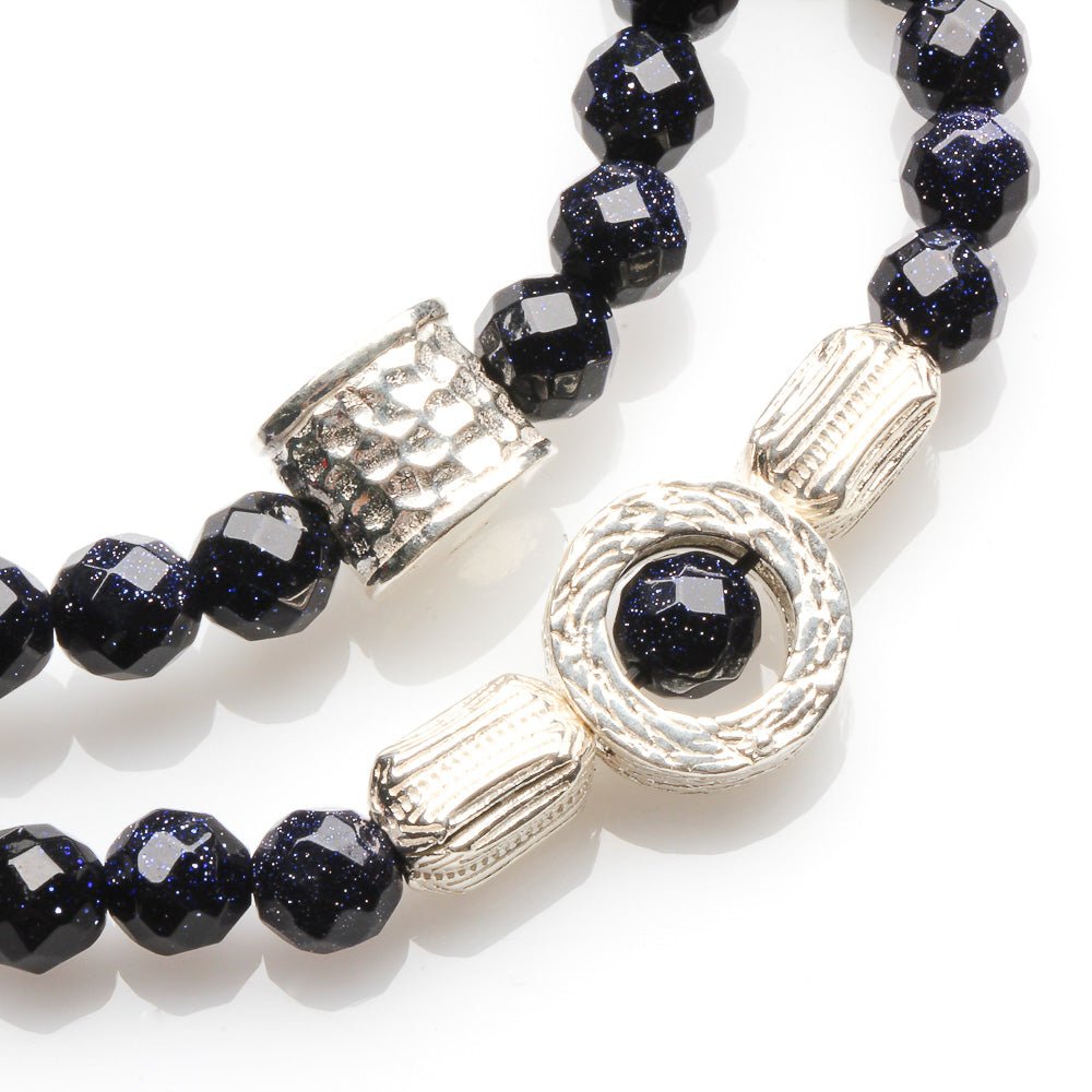 6MM FACETED BLUE SANDSTONE WITH 925 SILVER BRACELET - Image 5