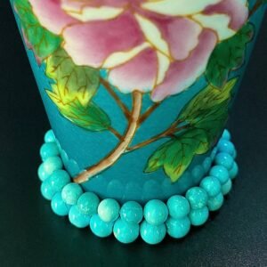 6MM/ 7MM TURQUOISE ROUND BEADS CRYSTAL BRACELET