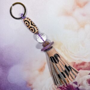 Dragon wrinkle Dzi with clear Quartz & Sugilite charm