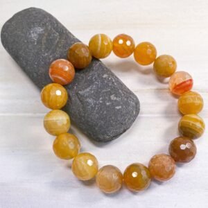 12MM FACETED YELLOW AGATE BRACELET