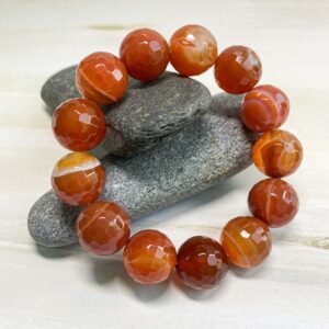 16MM FACETED RED LINE AGATE BRACELET