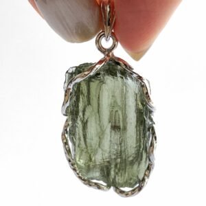 40MM x 20MM MOLDAVITE PENDANT WITH 925 SILVER