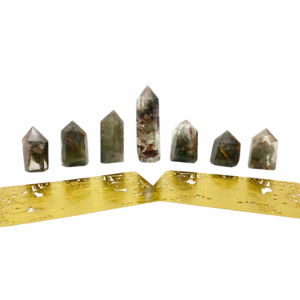 GREEN PHANTOM CRYSTAL POINTS - SET OF 7PCS