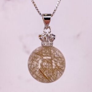 18MM GOLD RUTILATED QUARTZ PENDANT FOR WEALTH