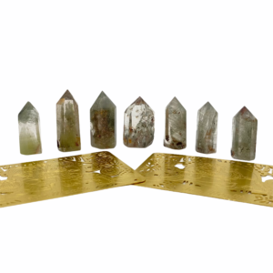 GREEN PHANTOM CRYSTAL POINTS - SET OF 7PCS - S